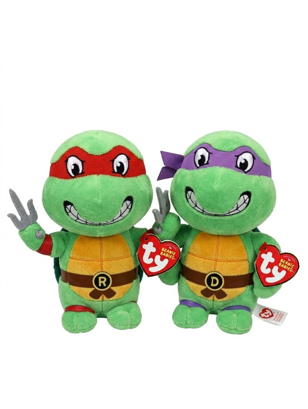 Ty Beanie Babies TMNT Plush Lot of 2 Raphael & Donatello Ninja Turtles 2017 6in